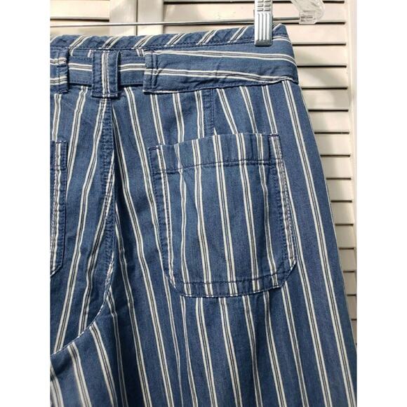 American Eagle Rail Road Pants Women's Size 2 Blue Striped Tie Waist Wide Leg - Picture 7 of 13